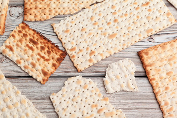 matzo flatbread for Jewish high holiday celebrations on the table