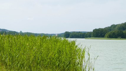 Landscape of Ostrzyckie Lake in Wiezyca, Kashubian region, Poland.