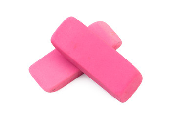 Bright pencil eraser isolated on white background