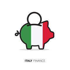 Italy economic concept. Piggy bank with national flag.