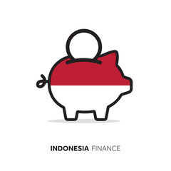 Indonesia economic concept. Piggy bank with national flag.
