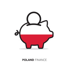 Poland economic concept. Piggy bank with national flag.