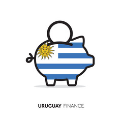 Uruguay economic concept. Piggy bank with national flag.