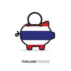 Thailand economic concept. Piggy bank with national flag.