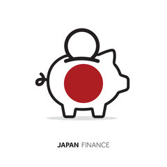 Japan economic concept. Piggy bank with national flag.