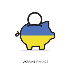 Ukraine economic concept. Piggy bank with national flag.