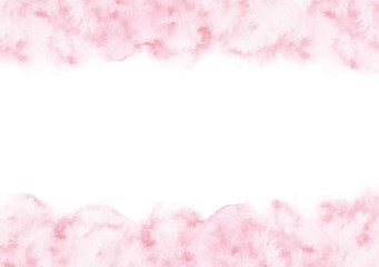Hand painted pastel pink watercolor texture frame isolated on the white background. Vector border template for cards and wedding invitations.