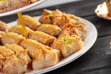 traditional dessert baklava,well known in middle east and delicious
