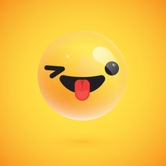 Cute high-detailed yellow emoticon for web, vector illustration