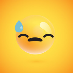 Cute high-detailed yellow emoticon for web, vector illustration