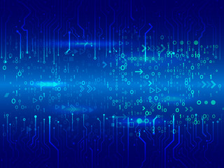 Abstract technology background. Big data flow vector illustration. Streaming binary code