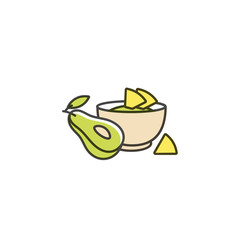 Vector design templates logo and emblem - gluacamole and nachos. Avocado sauce and avocado one cut in half.