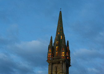 Fototapeta na wymiar Saint-Goulven Church Tower, Brittany, France