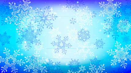 Snowflakes and festive lights - vector background with beautiful snowflakes that merrily shine and shimmer in color space