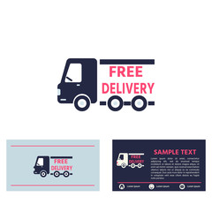 Free delivery service icon,  name business card vector and simple logo design.  Flat design vector.