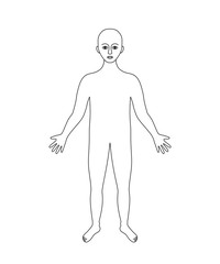 Human body black and white contour, anatomy background, vector