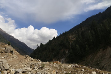 Track Passing Through Between The Mountains