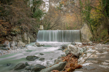 Fototapeta na wymiar Thermal springs - Loutraki, Greece – Waterfall