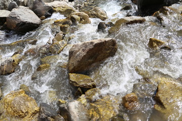 Water flowing over rocks in a stream