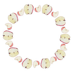 Autumn watercolor apple  frame