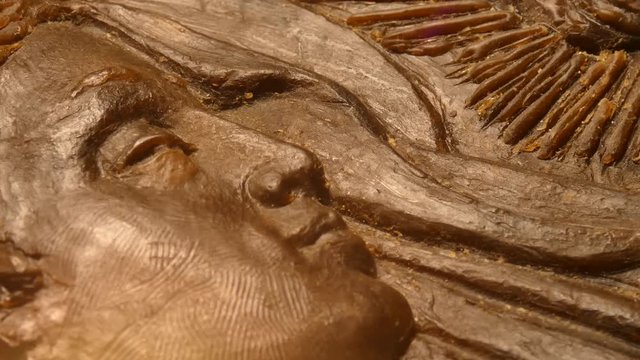 Virgin Mary statue with nice sky background. Casting wax prototype , sculptor master Violi