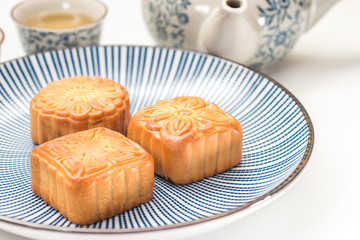 Mid-Autumn Festival moon cake on white background