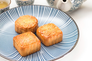 Mid-Autumn Festival moon cake on white background