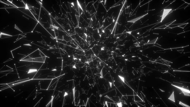 Fly through abstract 3D rendering of a scientific technology data binary code network conveying connectivity, complexity and data flood of modern digital age. Seamless loop.