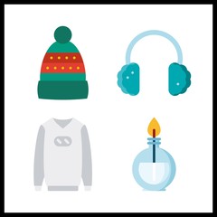 4 warm icon. Vector illustration warm set. earmuffs and sweater icons for warm works - 230618114