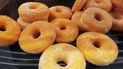 Sugar donuts in a shopt