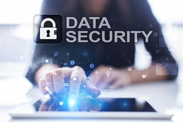 Cyber security, Data protection, information safety and encryption. Internet technology and business concept. Virtual screen with padlock icons.