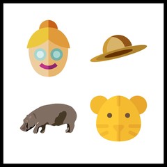 4 head icon. Vector illustration head set. face and tiger icons for head works