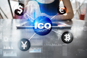 ICO - Initial Coin Offering. Cryptocurrency, FINTECH, Financial market and trading. Investment....
