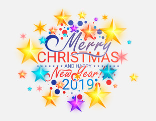 Merry Christmas and happy new year 2019, vector background, design.