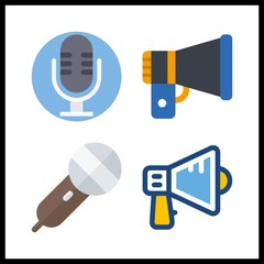 speak icon. microphone and megaphone vector icons in speak set. Use this illustration for speak works.