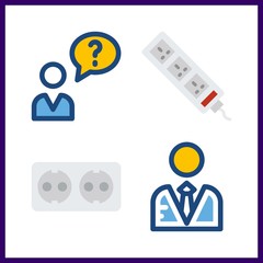 4 cellular icon. Vector illustration cellular set. user and socket icons for cellular works