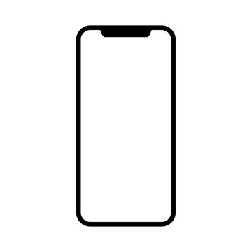 Modern black smartphone with blank screen, modern notch display