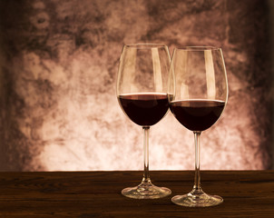 Wine glasses on the table. Drink