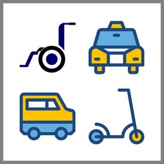 4 vehicle icon. Vector illustration vehicle set. taxi and buggy icons for vehicle works