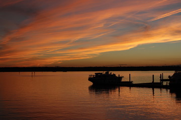sunset on river