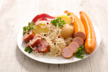 sauerkraut with potato and sausage