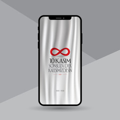 10 November, Mustafa Kemal Ataturk Death Day anniversary. Social Media Story Design. (TR: 10 Kasim, Atamizi Saygiyla Aniyoruz. Sosyal Medya Hikaye Tasarimi) (Instagram, Messenger, Whatsapp design.)