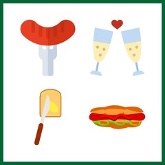 4 sandwich icon. Vector illustration sandwich set. toast and hot dog icons for sandwich works