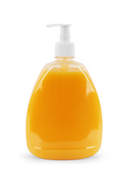 Plastic Bottle with liquid soap on a white background