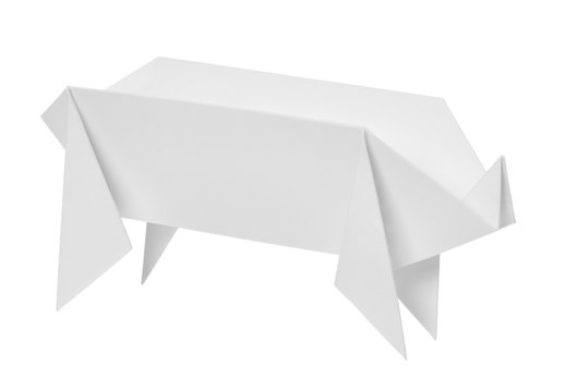 Origami of a pig isolated on white background
