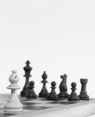 Scacchi fotografati su una scacchiera