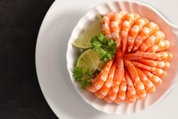 fresh shrimp, top view