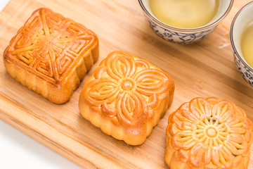 Mid-Autumn Festival moon cake on white background