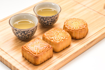 Mid-Autumn Festival moon cake on white background