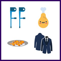 leg icon. crutch and blue costume back side vector icons in leg set. Use this illustration for leg works.